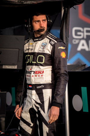 NTT INDYCAR SERIES driver, RINUS VEEKAY (76) (NLD) of Hoofddorp, Netherlands, prepares to practice...