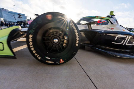 NTT INDYCAR SERIES driver, RINUS VEEKAY (76) (NLD) of Hoofddorp, Netherlands, comes down pit road...