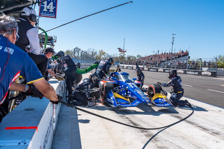 NTT INDYCAR SERIES driver, SANTINO FERRUCCI (14) (USA) of Woodbury, CT, brings his car in for...