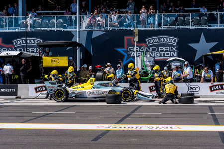 NTT INDYCAR SERIES driver, CHRISTIAN RASMUSSEN (21) (DNK) of Copenhagen, Denmark, brings his car in...