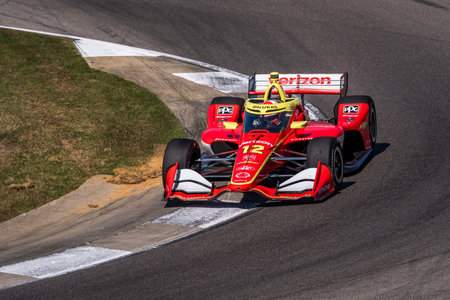 NTT INDYCAR SERIES driver, DAVID MALUKAS (12) (USA) of Chicago, IL, travels through the turns during a practice session for the Childrens of Alabama Indy Grand Prix at Barber Motorsports Park in BIRMINGHAM AL.のeditorial素材