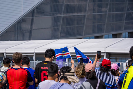 Fans show their support as Atlanta Stadium plays host to the Spain Vs Cabo Verde First Stage Group H match for the 2026 FIFA World Cup in ATLANTA, Georgia.  The game ends in a draw 0:0.