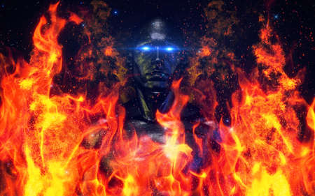 HiTech Android Robotic Male Model V3 More Burning Conceptの写真素材