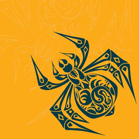Spider Tribal Tattoo on colored backgroundのイラスト素材