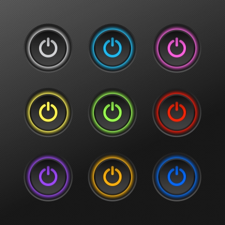 On / off button with bright multicolored lightsのイラスト素材