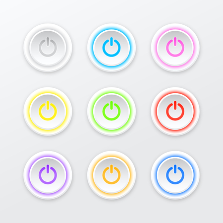 On / off button with bright multicolored lightsのイラスト素材