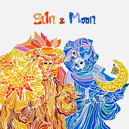 The moon and the sun in the form of Venetian Festivalのイラスト素材