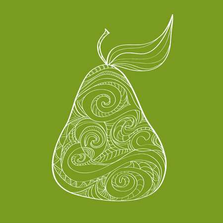 Doodle hand drawn pear pattern. Sketched abstract food illustration.のイラスト素材