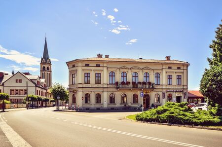 WILAMOWICE, POLAND - AUGUST 5, 2017: Market in the small beautiful town of Wilamowice in Lesser Poland.のeditorial素材