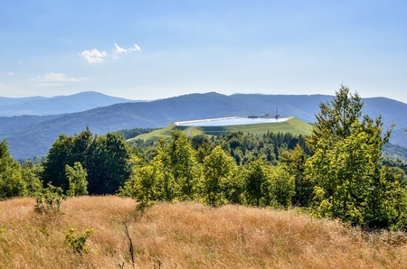 Water power plant at the top of the mountain. Summer mountain landscape in Poland.の写真素材