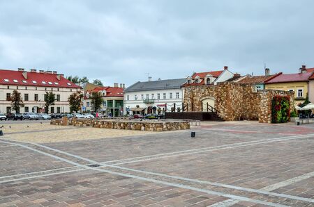 OLKUSZ, POLAND - AUGUST 13, 2017: Beautiful market in Olkusz Town, Poland.のeditorial素材