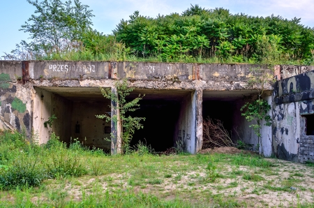 CZARKOW, POLAND - JULY 22, 2017: The demolished building of an old rocket base in Czarkow, Poland.のeditorial素材