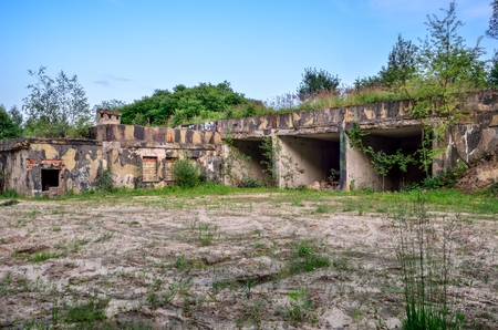 CZARKOW, POLAND - JULY 22, 2017: The demolished building of an old rocket base in Czarkow, Poland.のeditorial素材