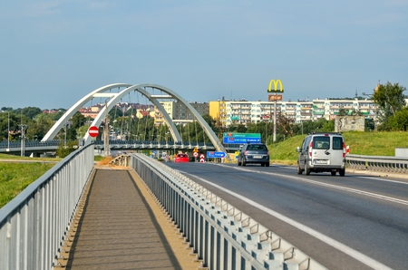 CHRZANOW, POLAND - AUGUST 19, 2017: Bridge with access road to Chrzanow in Poland.のeditorial素材