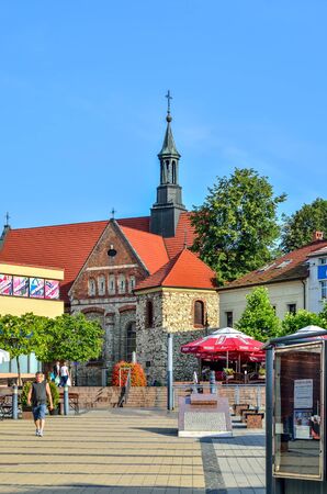 CHRZANOW, POLAND - AUGUST 19, 2017: Market in the city center of Chrzanow, Poland.のeditorial素材