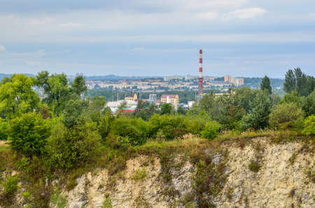 Chrzanow City in Poland. View from the quarry of Balaton in Trzebinia on Chrzanow.の写真素材