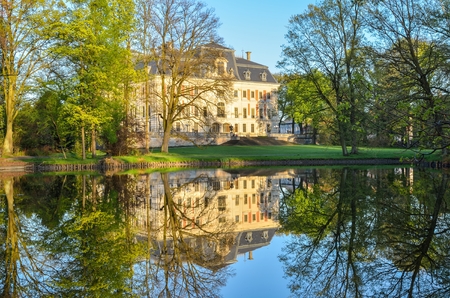 Castle in Pszczyna town in Poland. Beautiful antique neo baroque castle.のeditorial素材