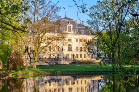 Castle in Pszczyna town in Poland. Beautiful antique neo baroque castle.の写真素材