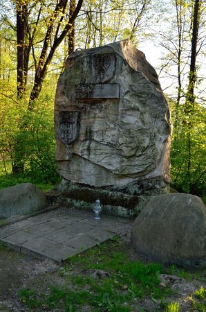PSZCZYNA, POLAND - APRIL 22, 2018: Monument to the memory soldiers of the Polish army in Pszczyna, Poland.のeditorial素材