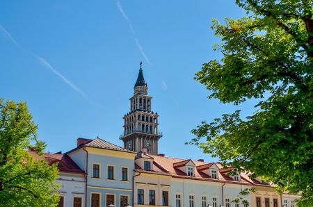 BIELSKO-BIALA, POLAND - MAY 13, 2018: Roman Catholic cathedral dedicated to Saint Nicholas in Bielsko-Biala, Poland.のeditorial素材