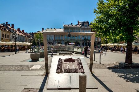 BIELSKO-BIALA, POLAND - MAY 13, 2018: Beautiful historic market in Bielsko-Biala, Poland.のeditorial素材