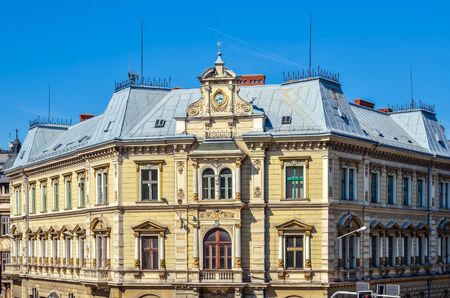 BIELSKO-BIALA, POLAND - MAY 13, 2018: Old tenements in the center of Bielsko-Biala, Poland.のeditorial素材