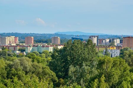KRAKOW, POLAND - AUGUST 12, 2018: View of the city of Krakow from the Zakrzowek quarry.のeditorial素材