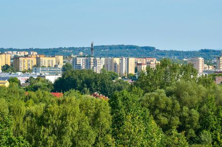 KRAKOW, POLAND - AUGUST 12, 2018: View of the city of Krakow from the Zakrzowek quarry.のeditorial素材