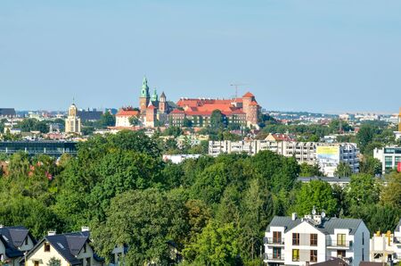 KRAKOW, POLAND - AUGUST 12, 2018: View of the city of Krakow from the Zakrzowek quarry.のeditorial素材