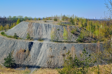 Coal industry in Poland. Mine heap in the spring scenery.の写真素材