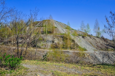 Coal industry in Poland. Mine heap in the spring scenery.の写真素材