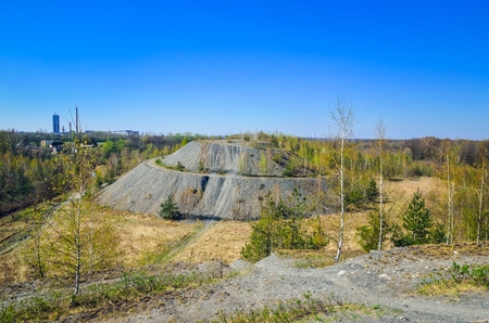 Coal industry in Poland. Mine heap in the spring scenery.の写真素材