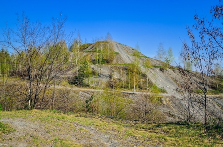 Coal industry in Poland. Mine heap in the spring scenery.の写真素材