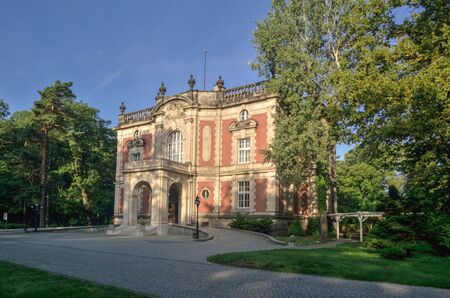 Swierklaniec, Poland - September 15, 2019: Bachelor's Palace in park in Swierklaniec, Poland.のeditorial素材
