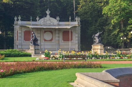 Swierklaniec, Poland - September 15, 2019: Amphitheater in a beautiful historic park in the city of Swierklaniec in Poland.のeditorial素材