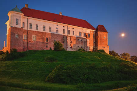 Sandomierz, Poland - August 18, 2021: Royal Castle at night in Sandomierz, Poland.のeditorial素材