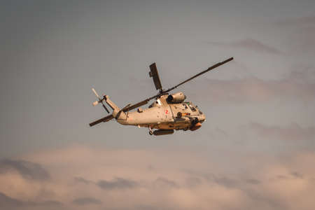 Gdynia, Poland - August 21, 2021: Kaman SH-2G helicopter flight at the Aero Baltic show in Gdynia, Poland.のeditorial素材