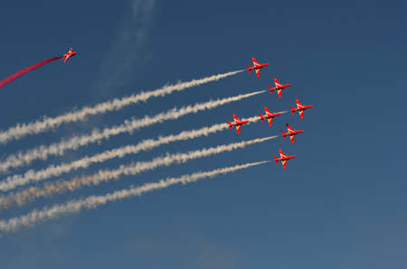 Gdynia, Poland - August 21, 2021: The Royal Air Force Aerobatic Team of the United Kingdom at the Aero Baltic show in Gdynia, Poland.のeditorial素材