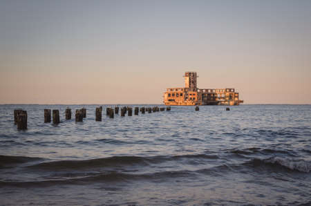 Gdynia, Poland - August 21, 2021: Ruins of an old torpedo house in Babie Doly, Poland.のeditorial素材