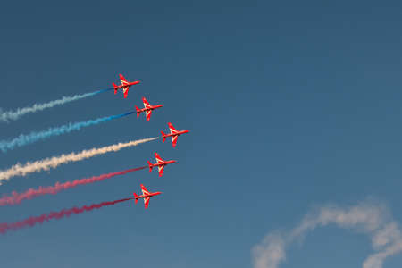 Gdynia, Poland - August 21, 2021: The Royal Air Force Aerobatic Team of the United Kingdom at the Aero Baltic show in Gdynia, Poland.のeditorial素材
