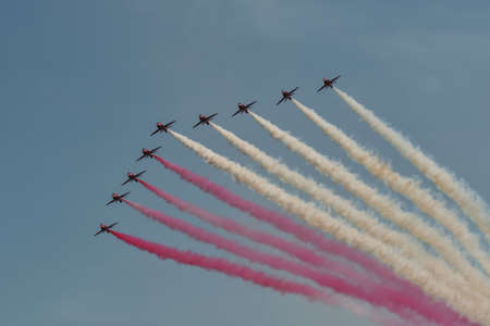 Gdynia, Poland - August 21, 2021: The Royal Air Force Aerobatic Team of the United Kingdom at the Aero Baltic show in Gdynia, Poland.のeditorial素材