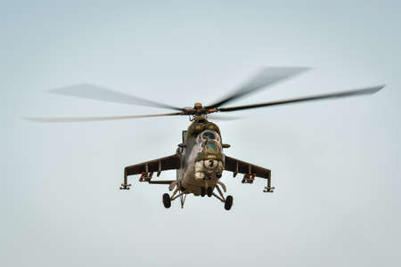 Gdynia, Poland - August 21, 2021: Mi 171 helicopter flight at the Aero Baltic show in Gdynia, Poland.のeditorial素材