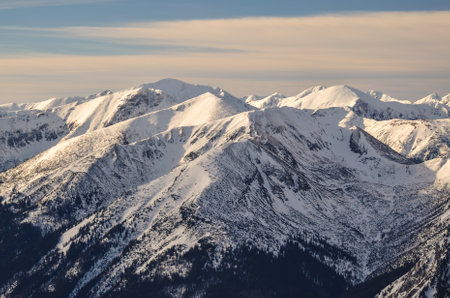 Winter mountain landscape. Snowy morning in the Polish Tatra Mountians.の写真素材