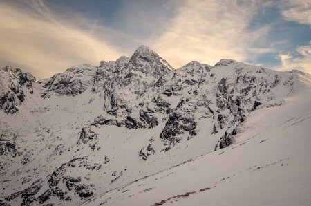 Winter mountain landscape. Snowy morning in the Polish Tatra Mountians.の写真素材