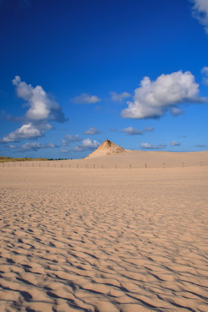 Beautiful holiday seaside landscape. Moving dunes in the desert in Slowinski National Park in Leba, Poland.の写真素材