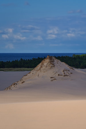 Beautiful holiday seaside landscape. Moving dunes in the desert in Slowinski National Park in Leba, Poland.の写真素材