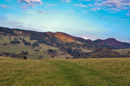 Nice rural autumn landscape in the hills. Photo taken on the way to Wysoki Wierch, Slovakia.の写真素材