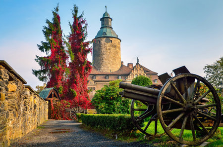 Lesna, Poland - October 2, 2014: Czocha castle is situated in Lesna Village, Lower Silesia. It is a defensive castle from 13th century, at present it accommodates a hotel and museum.のeditorial素材