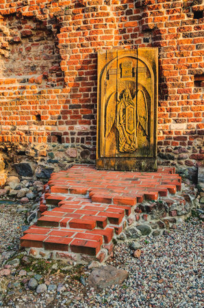 Torun, Poland - September 18, 2014: Architectural detail in the castle courtyard, ruins of The Teutonic Castle, Torun, Poland.のeditorial素材