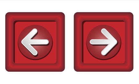 Right left buttons in vector illustration. Two red navigation buttons with arrows.のイラスト素材